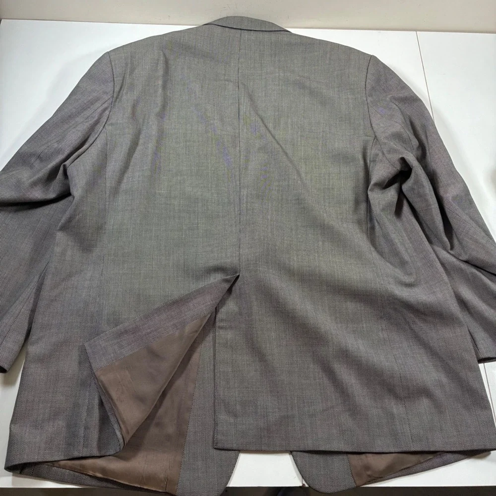 Lauren Ralph Lauren Blazer 50R Grey Micro Check 100% Wool Sport Coat